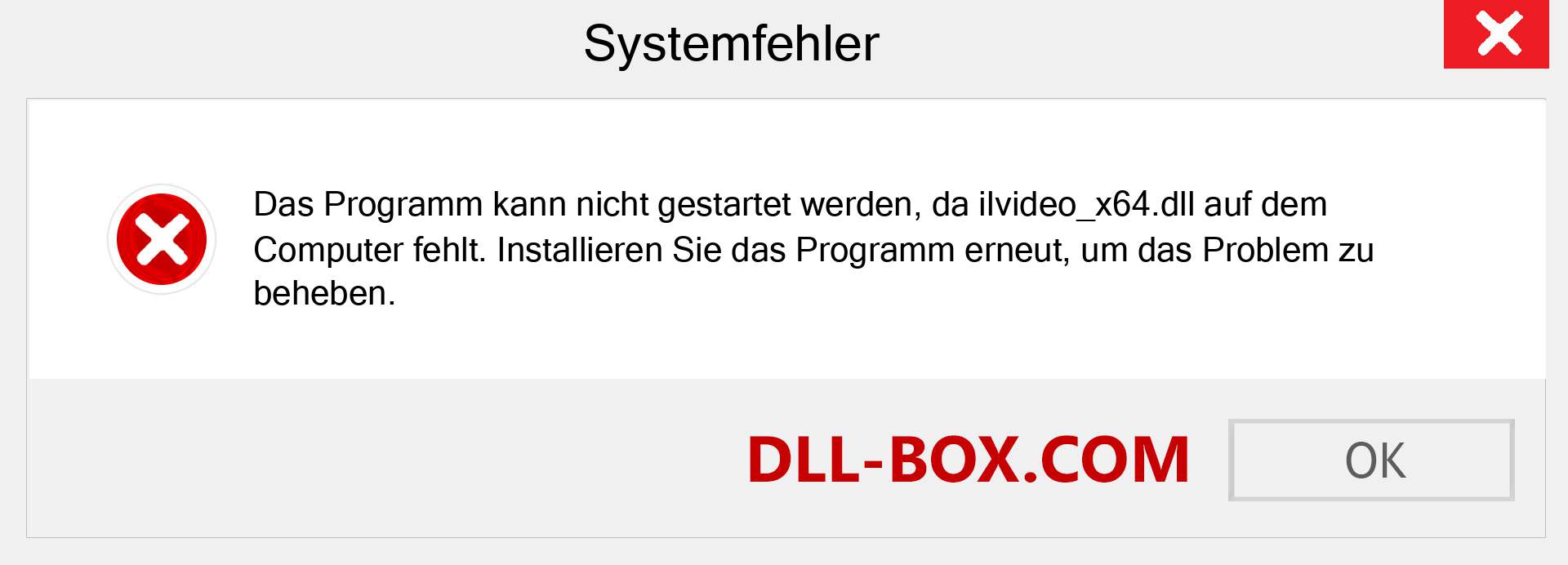 ilvideo_x64.dll-Datei fehlt?. Download für Windows 7, 8, 10 - Fix ilvideo_x64 dll Missing Error unter Windows, Fotos, Bildern